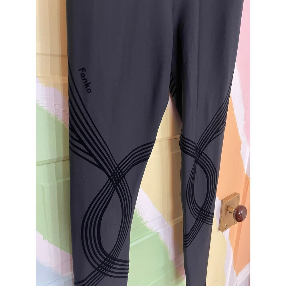 FANKA Body Sculpt Leggings Black Flocked Compression High Rise Womens M - Picture 5 of 12